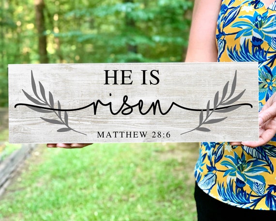 He Is Risen Sign, Easter Home Decor Sign, Easter Wall Decor, Easter Sign, Wood Signs, Farmhouse Wood Sign, Easter Decor, Spring Decor,Easter