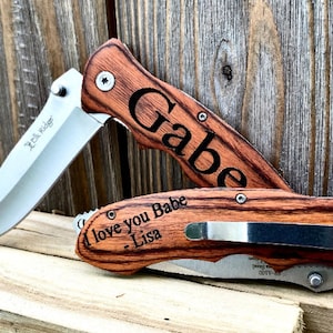 Personalized Gift Knives Handmade Mens Boyfriend Gift for Him, Valentines Day Gift, Engraved Pocket Knife, Fathers Day Gift, Husband Gift Silver Blade Knife