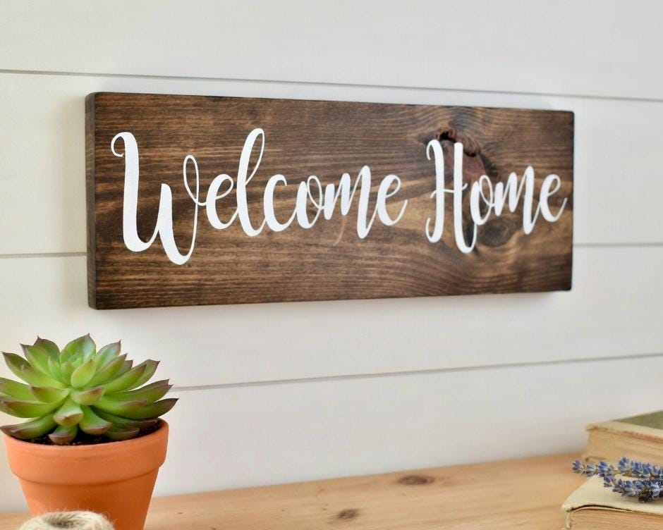 welcome 幸せハウス Welcome Home Wood Sign, Wooden Welcome Sign, Wood Welcome Sign