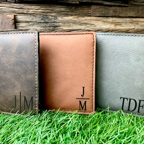 Engraved Trifold Mens Wallet Personalized Trifold Wallet Etsy