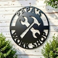 Personalized Fathers Day Sign for Dad, Papas Work Shop Metal Sign, Fathers Day Gift, Gift for Dad, Gift for Grandpa, Gift for Papa, Papaw