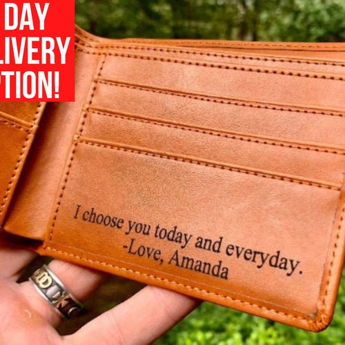 Wallet Quotes For Husband Personalized Leather Wallet Mens Wallet Leather Personalized | Etsy