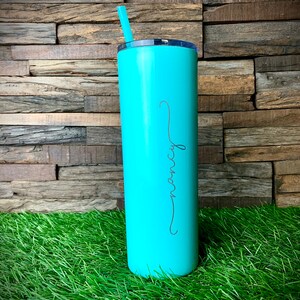 Personalized 30 oz skinny Tumbler with lid and straw