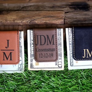 Personalized Leather Magnetic Money Clip, Leather Money Clip, Engraved Money Clip, Personalized Leather Money Clip Mens Money Clip