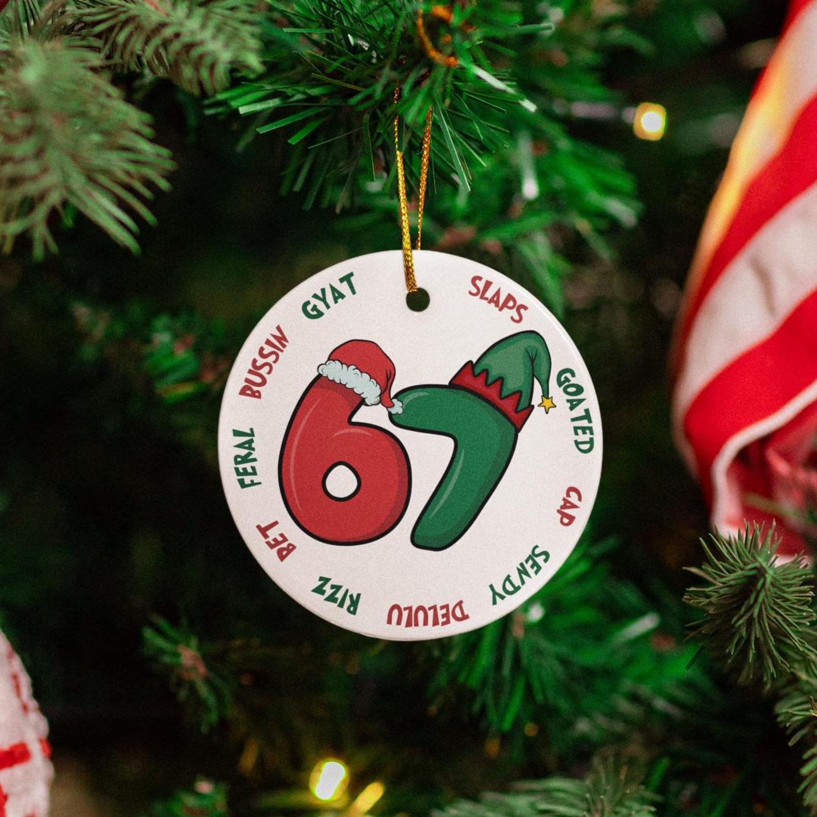 Discover Six Seven Ceramic Christmas Ornament 67 Keepsake Gen Z Teen Friend Xmas Gift