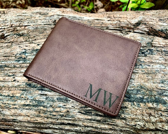 Custom Wallet Personalized Trifold Leather Diamond Monogram