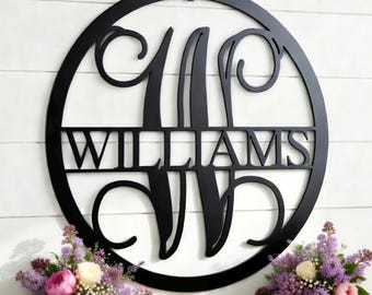Custom Metal Name Sign, Family Name Metal Sign, Personalized Last Name Sign, Door Hanger, Outdoor Metal Sign, Wedding Gift, Monogram Sign