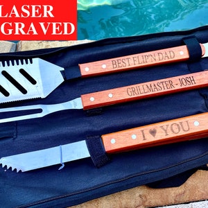 Fathers Day Gift, Personalized Grill Set, Gift for Dad, Grill Tools, Grilling Gifts, Grilling Set, BBQ Grill Set,Engraved Grill Set,Dad Gift