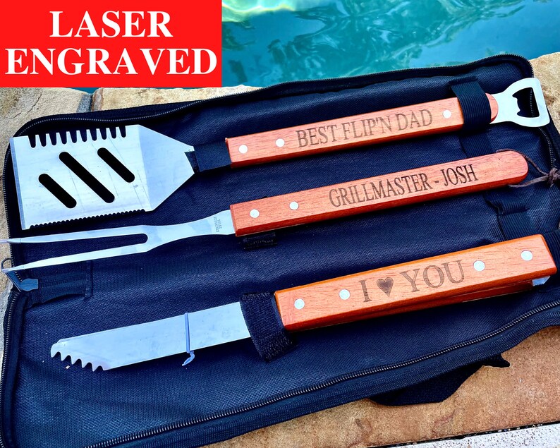 Personalized Grill Set Grill Tools Grilling Gifts Grilling Etsy