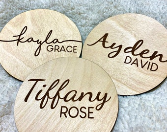 Engraved Baby Name Wooden Sign, Baby Name Announcement, Custom Baby Shower Gift, Hospital Announcement, Newborn Photo Prop