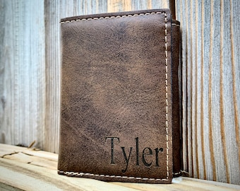 Personalized Mens Wallet, Trifold Mens Wallet, Leather Wallet, RFID Wallet, Gift for Dad, Leather Mens Wallet, Wallets for Men Personalized