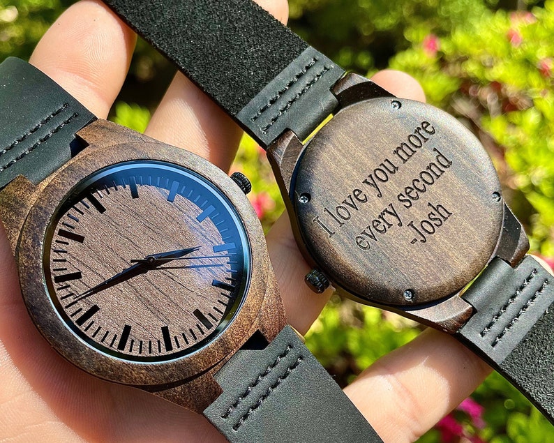 Engraved Wooden Watches for Men, Wood Watch, Mens Wood Watch, Personalized Watch, Custom Watch, Boyfriend Gift, Husband Gift, Gifts for Dad image 1