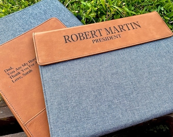 Personalized Padfolio, Engraved Portfolio, Personalized Notebook,Portfolio with Notepad Refillable Notebook,Business Portfolio Personalized