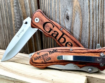 Engraved Knife for Anniversary, Pocket Knife Engraved, Anniversary Gifts for Boyfriend, Husband Gift, Father's Day Personalized Gift for Men