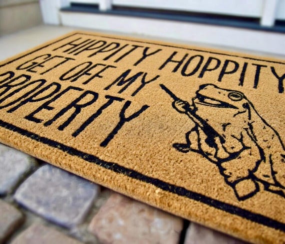 Rosefinch Stone Hippity Hoppity Get Off My Property Plaque murale rétro