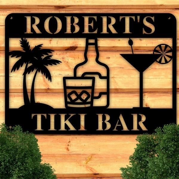 Personalized Tiki Bar Sign, Personalized Metal Bar Sign, Beach Bar Sign, Pool Decor, Custom Metal Signs, Pool Bar, Outdoor Metal Sign