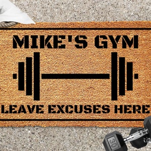 Home Gym Doormat Custom Gym Door Mat Personalized Gym Welcome Mat Weight Room Doormat Work Out Doormat Custom Home Gym Decor Etsy