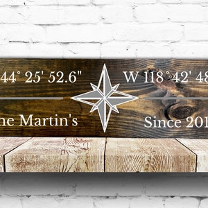 GPS Coordinates Sign, Custom Wood Sign, Wood Wall Art, Latitude and Longitude Signs, Personalized Wedding Gift,Housewarming Gift,Est Sign