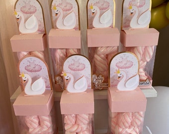 8 swan themed favor boxes - ballerina favor boxes