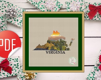 Virginia Cross Stitch Pattern Virginia Cross Stitch Cross Stitch Home Decor Virginia Decor Cross Stitch Patterns Virginia
