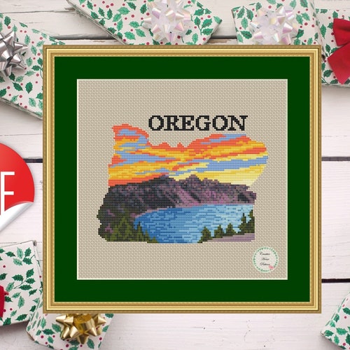Oregon Mount Hood Landscape Cross Stitch Pattern PDF Instant Etsy