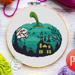 Halloween Pumpkin Cross-Stitch Pattern: Spooky Fall Decor (PDF)