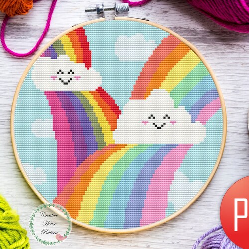 Rainbow Cross Stitch Pattern Fun Easy Rainbow Designs Etsy