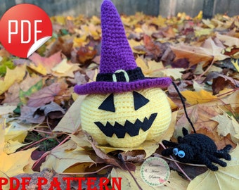 Pumpkin crochet pattern, spider crochet pattern, amigurumi pumpkin decoration, crochet halloween pattern, fall crochet pattern SET