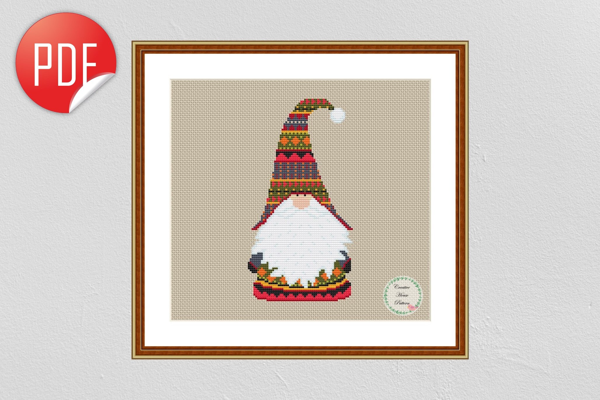 Gnome Cross Stitch Pattern Modern Counted Cross Stitch Chart Etsy