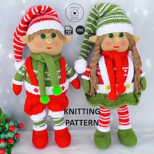 Patrón de tejido de elfos (PDF, inglés), Adornos de punto, Tejido para las fiestas, Adorno navideño, Tejido de invierno, Patrón de tejido navideño