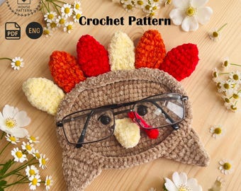 Eyeglasses Holder Turkey Crochet Pattern, Funny Desk Organizer, Glasses Stand Amigurumi PDF, Home Decor, Thanksgiving Gift