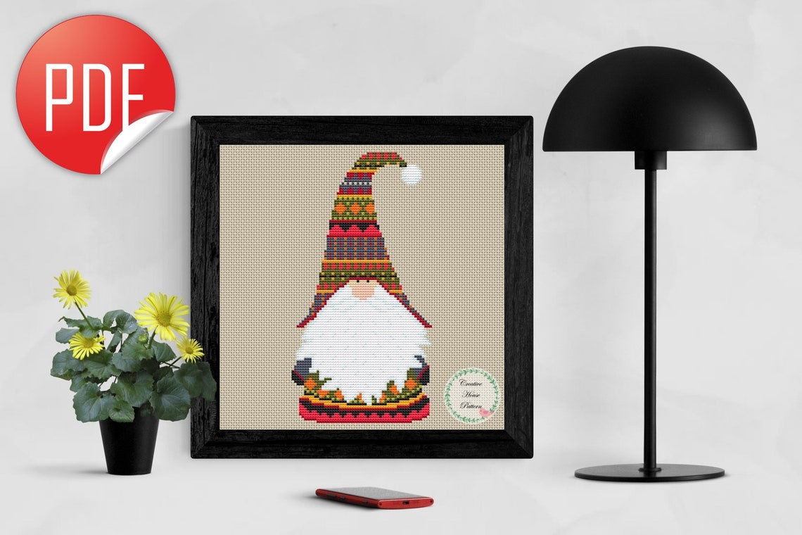 Gnome Cross Stitch Pattern Modern Counted Cross Stitch Chart Etsy