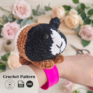 Crochet Guinea Pig Pattern PDF English, Guinea Pig Slap Bracelet Crochet, Cute Amigurumi Wrist Cuff Tutorial, Guinea Pig Plush Lover Gift