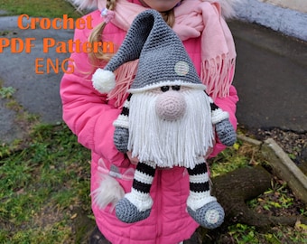 Christmas gnome crochet pattern in English, amigurumi gnome pattern, crochet amigurumi toy pattern, Christmas home decor