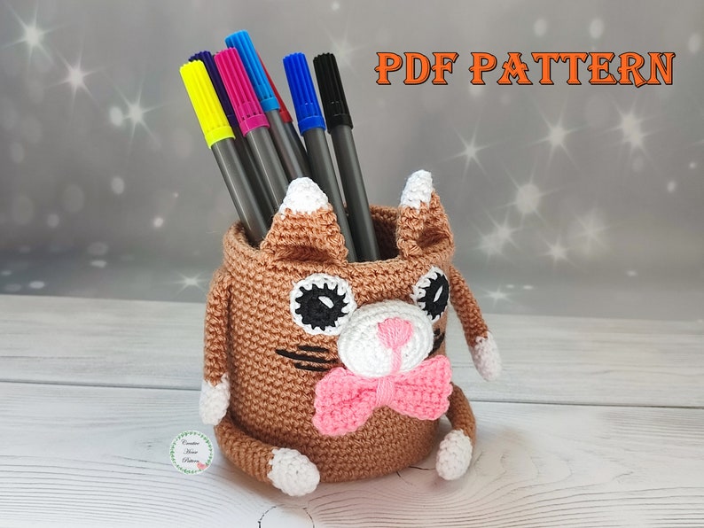 Amigurumi Pencil Holder Crochet Pattern SET Dog Crochet Etsy