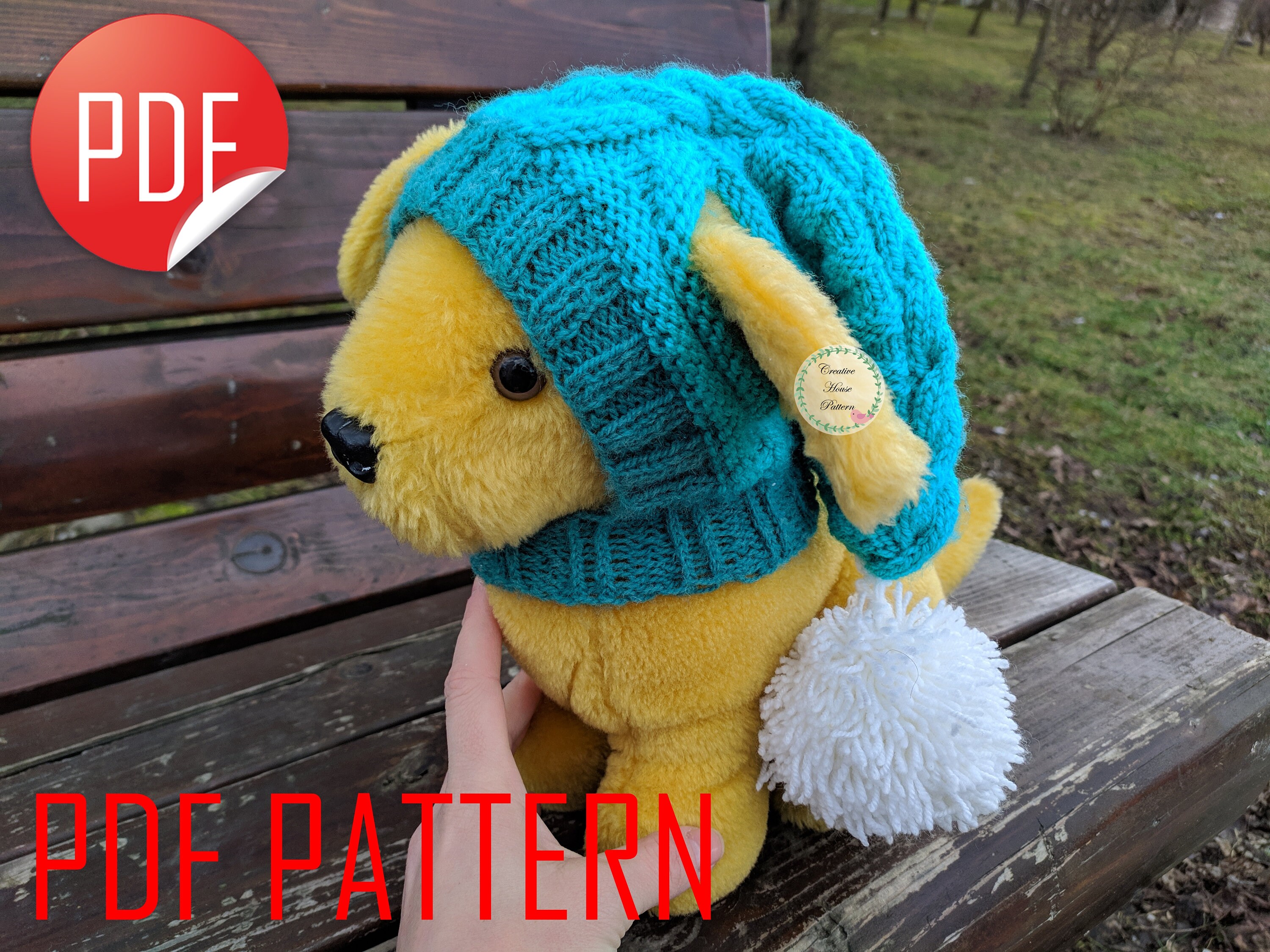 Knitting pattern dog hat modern knitting pattern pompom dog Etsy