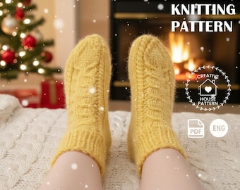 Patrón de calcetines de cable para niños: Calcetines cortos y cómodos tejidos a mano (descarga en PDF)