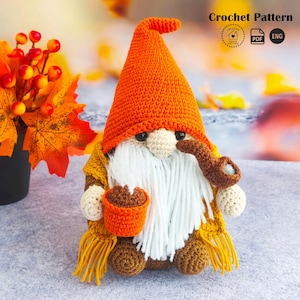 Autumn Gnome Crochet Pattern in English, Fall Amigurumi Gnome DIY (PDF Download)