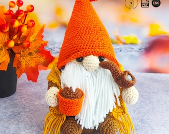 Häkelanleitung für einen Herbstwichtel (Englisch), Herbst-Amigurumi-Wichtel zum Selbermachen (PDF-Download)