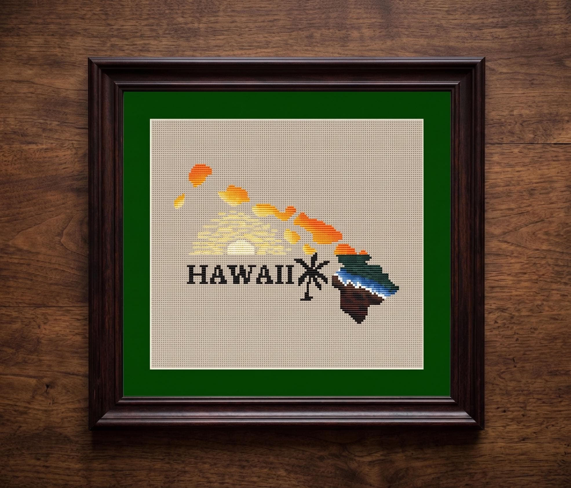 50’sアメリカ モザイクタイル 絵画 額 ビンテージHAWAII ハワイ サーフィン 1950年代 アメリカ ヴィンテージ 広告 額付