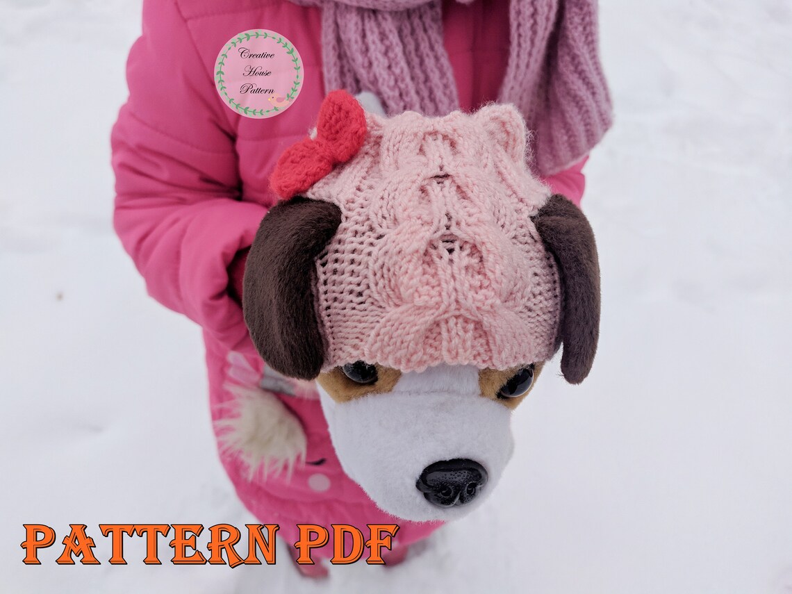 Dog Hat Knitting Pattern Knit Dog Hat With Bow Pattern Etsy