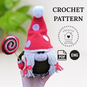 Christmas gnome crochet pattern PDF English, Amigurumi gnome pattern, Stuffed gnome, Christmas gift idea, Female gnome pattern