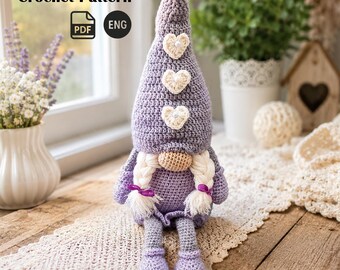 Girl Gnome Crochet Pattern PDF, Plush Shelf Sitter Amigurumi, Cozy Home Decor Doll, Winter Holiday Gonk