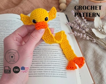 Duck Crochet Pattern, Amigurumi Duck Bookmark PDF, Cute Animal Bookmark Pattern, Crochet Book Lover Gift, Digital Download Crochet Tutorial