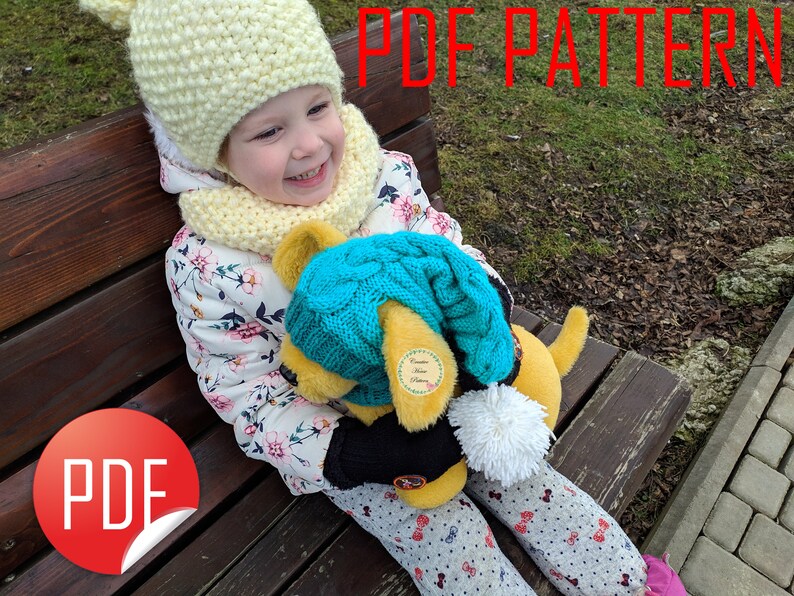 Knitting Pattern Dog Hat Modern Knitting Pattern Pompom Dog Etsy