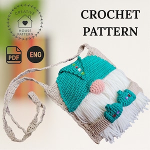 Kinder gehäkelte Geldbörse PDF Englisch, Zwergen Tasche Häkeln, Amigurumi Zwerg, Anleitung für kleine Mädchen, Gehäkelte Kinder Accessoires