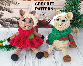 Horse Girl and Boy Crochet Pattern PDF English Bundle Amigurumi Animal Toys Digital Tutorial