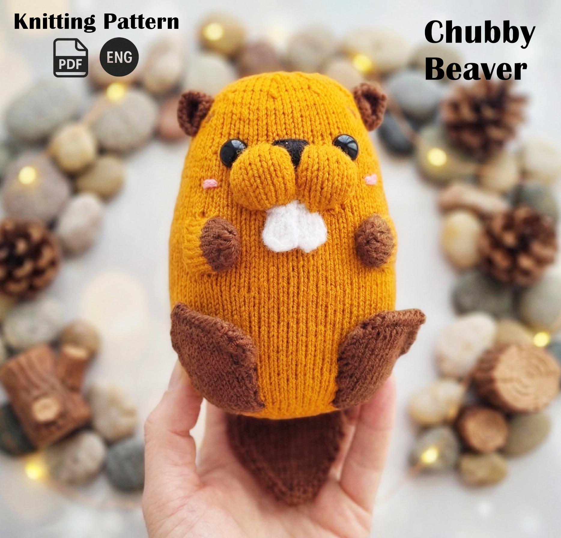 Beaver Knitting Pattern, Amigurumi Chubby Beaver PDF, Small Forest