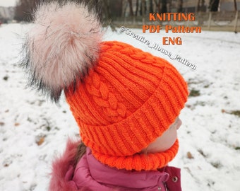 Kids hat knitting pattern, knitting pattern set, knit beanie pattern, cowl knit pattern, child hat pattern, scarf knitting pattern