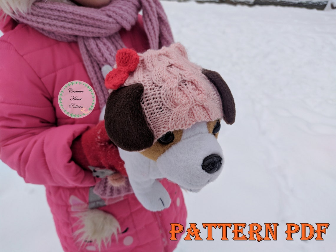 Dog Hat Knitting Pattern Knit Dog Hat With Bow Pattern Etsy